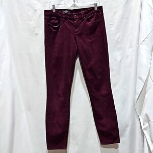 J.Crew, Corduroy Pants, Sz 29, Toothpick, T-ankle, Plum/Red Wine, 5 pockets